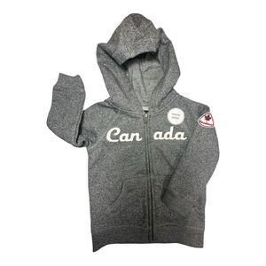 CANADA 18-24 Month Unisex Hoodie Canadiana Grey Full Zip Up Cotton Jacket NEW